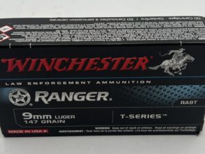 Winchester Ranger 9mm 147 grain JHP T-Series ammo 50 rounds RA9T