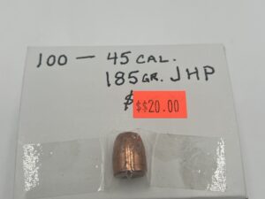 .451" Remington 185 grain JHP bullets box of 100
