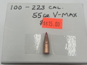 .224" Hornady 55 grain Vmax bullets box of 100