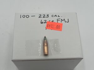 .224 62 grain FMJ bullets box of 100