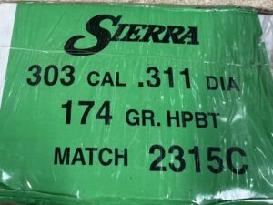 303 Cal 174 Gr. HPBT MatchKing 500 rifle bullets