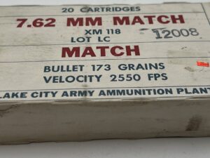 7.62x51 Lake City Match 173 grain 20 rounds ammunition