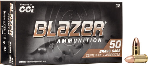 1000rds CCI BLAZER BRASS 9MM LUGER 115GR FMJ 50RDx20 (Free shipping over $250)  Ships to California